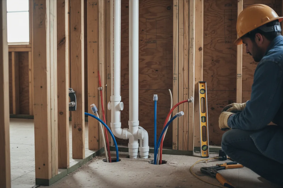 Drain and supply rough-in during Leak Detection in West Point