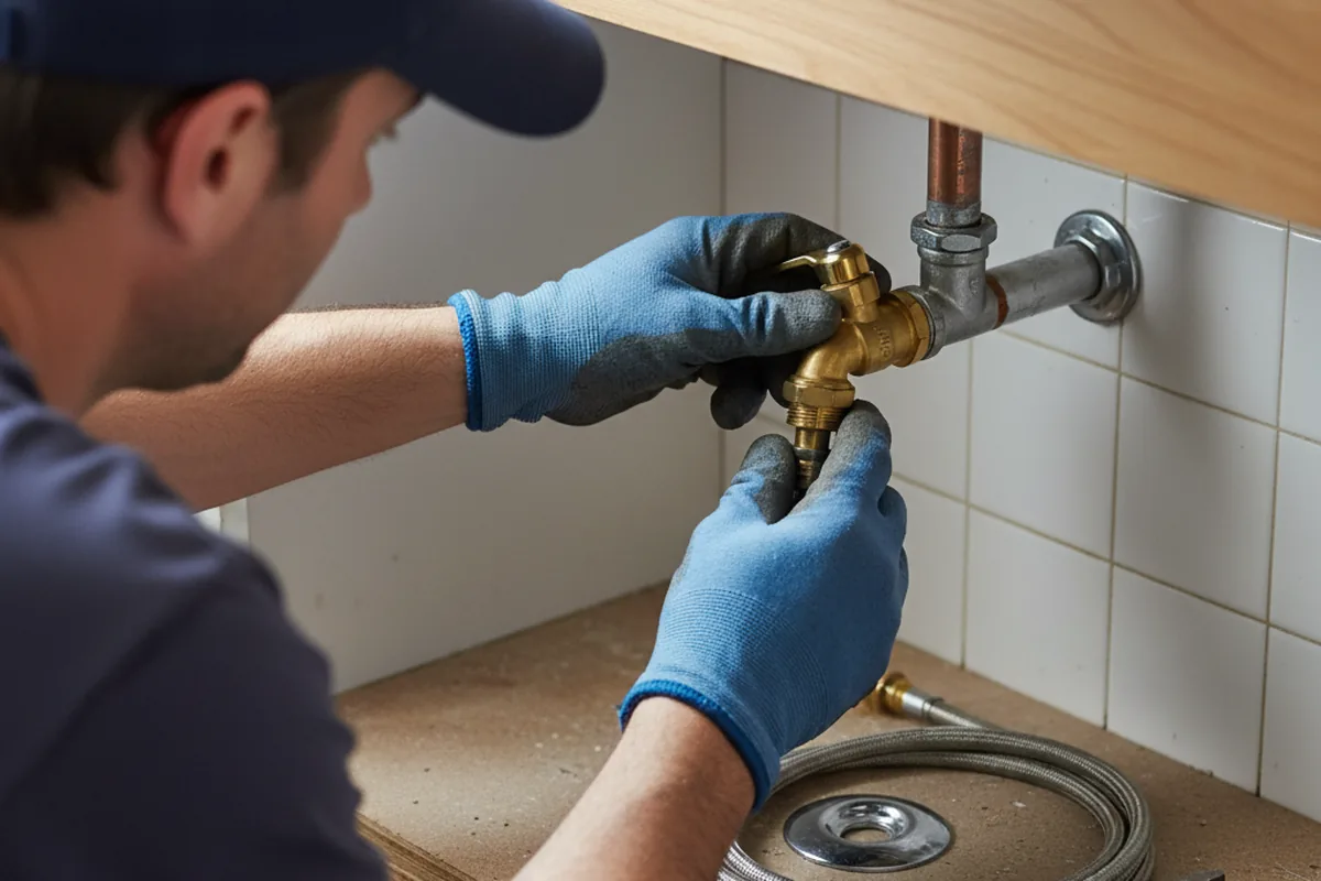 Shutoff valve and fitting work during Burst Pipe Repair in West Point